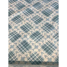 Vtg Margin Designs Upholstery Fabric Blue Blush Tribal Plaid Bandana Chintz BTY