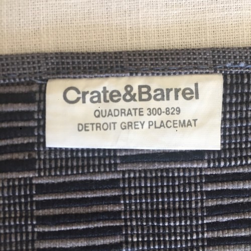 Placemats 6 Crate & Barrel Quadrate Detroit Grey 300-829 Cotton India Woven Edge - Picture 2 of 16