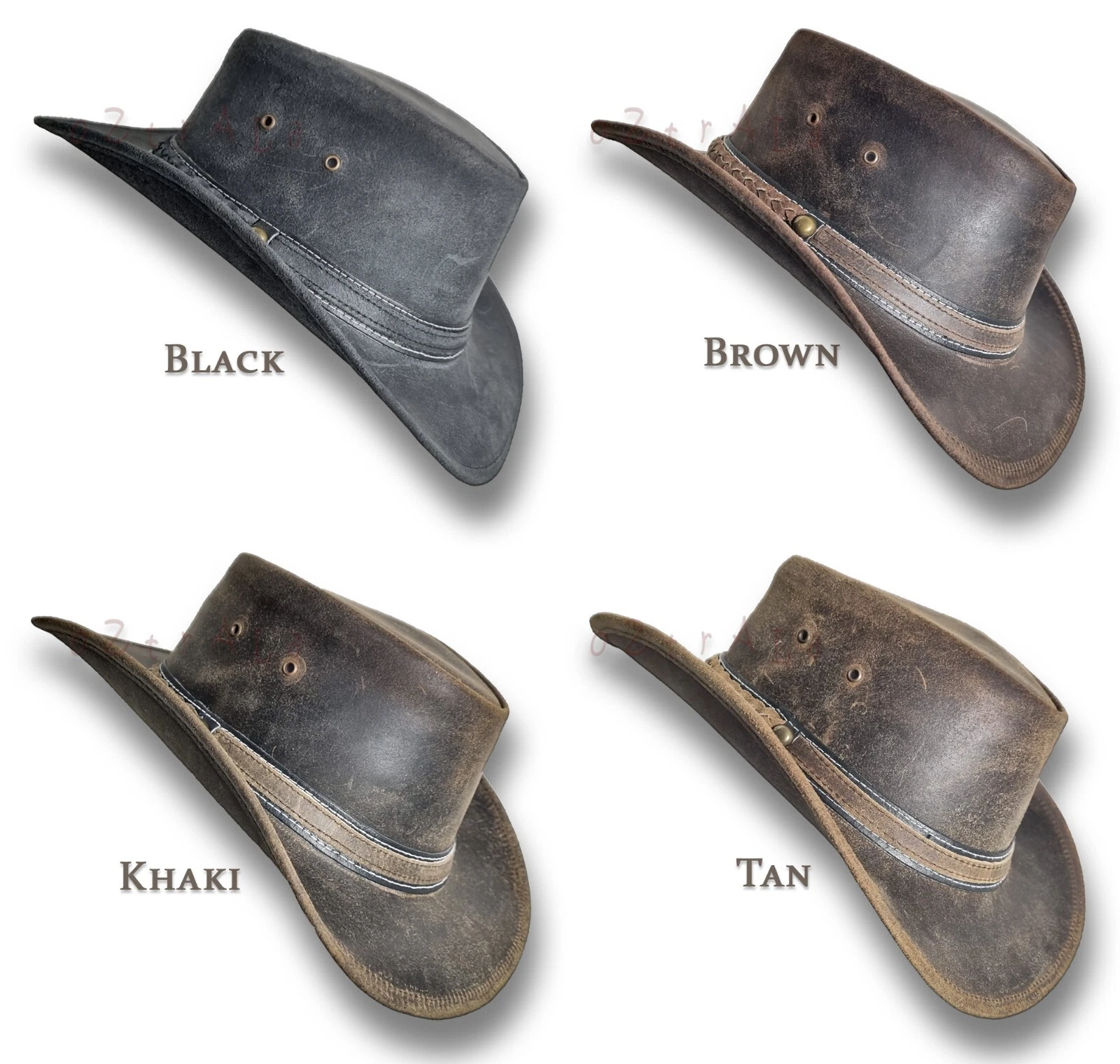 Leather HAT 【oZtrALa】 Australian Outback Western Cowboy Men Aussie Bushman HL31
