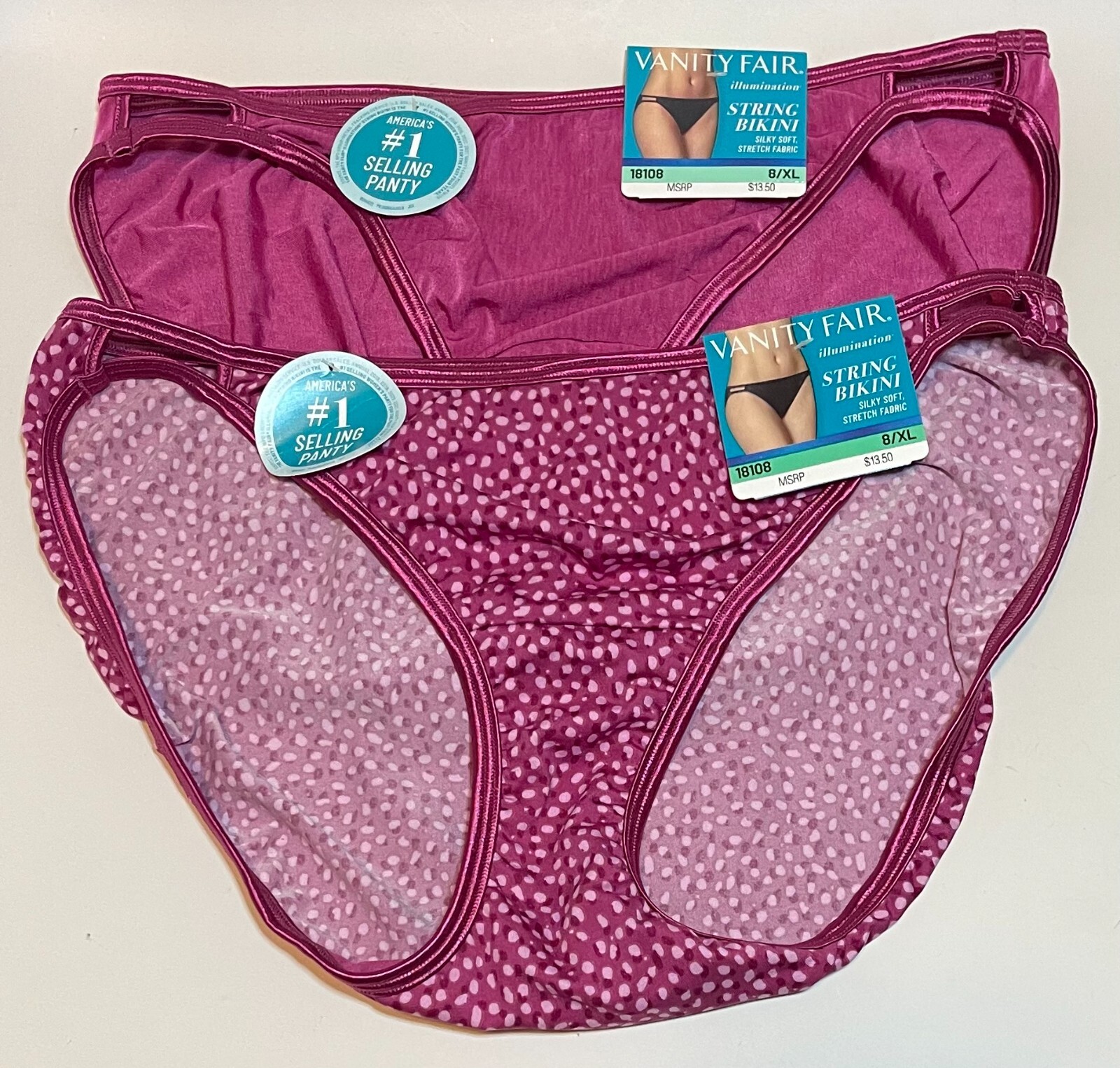 NWT 2 Vanity Fair Illumination String Bikini Panties 18108 Date Night