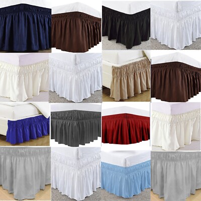 Elastic Wrap Around 3 Side Ruffled BedSkirt 650 TC Cotton Queen Cal.King King 