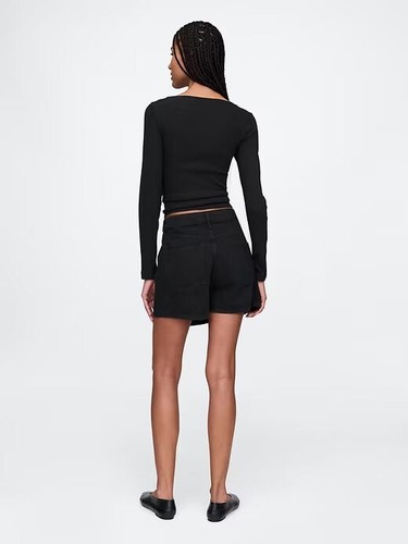 GAP Women's Denim Jean Crossover Style Mini Skirt Skort - Black Wash - Size 28/6 - Picture 3 of 3