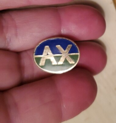 Vntg Lapel Tie Pin AX Membership Blue & Green Enamel Goldtone American ...