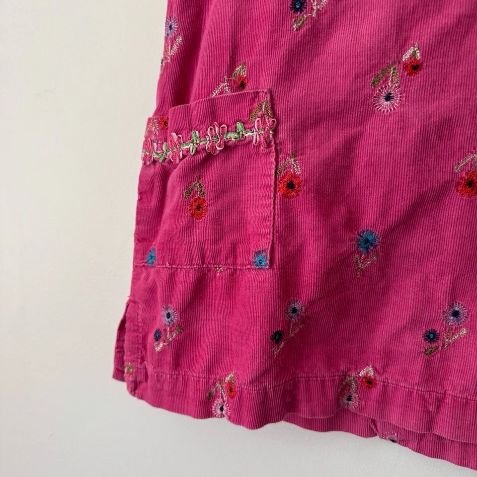 Lindo vestido boho boho floral bordado flores 3T de pana rosa Y2K para niños pequeños Foto 4 de 4