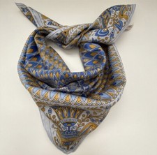 Vintage Made in Italy Square Blue Printed Scarf