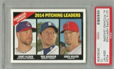 2015 Topps Heritage AL Pitching Leaders Kluber/Scherzer/ Weaver PSA 10