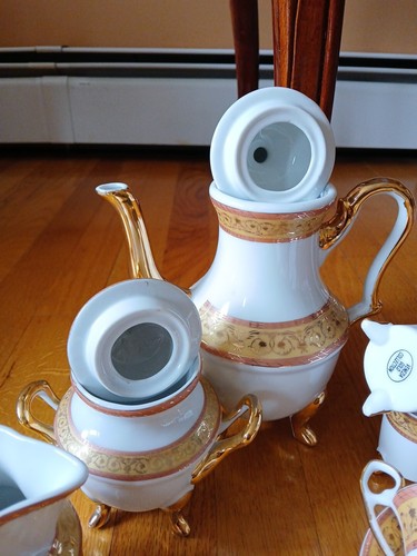 Minature Coffee set Lusterware Venezia Gold Collection Set Of 17 - Picture 3 of 4