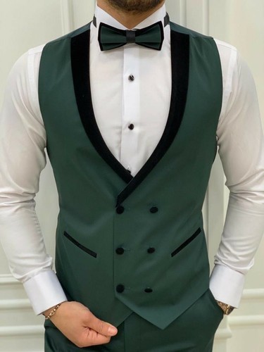 Men's Designer Tuxedo Velvet 3 Piece Slim Fit Suit For Groom and Wedding Wear - Picture 12 of 12