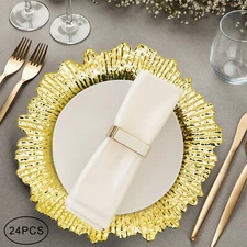 24pcs 13" Chargers Plate Round Gold Salad Reef Plate for Wedding Dinner Decor