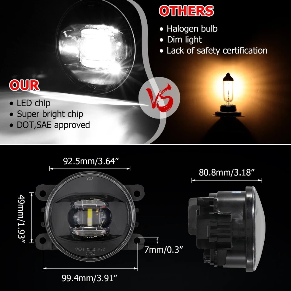 Luz antiniebla LED para Honda/Acura/Ford/Jeep/Land Rover/Lincoln/Nissan/Subaru/Porsche Foto 3 de 4