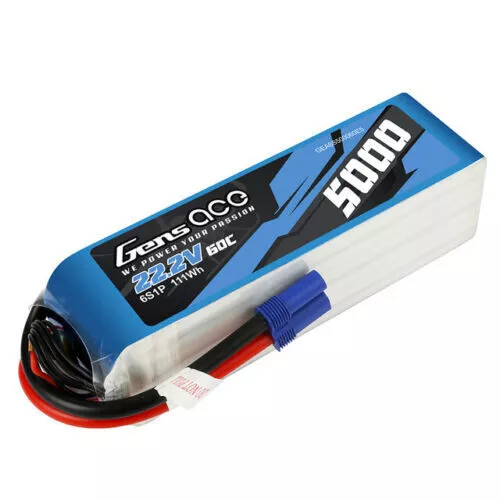 Batería LiPo (EC5) estuche blando Gens Ace 6S 5000mAh 22.2V 60C - adicto a la radiocontrol - Imagen 1 de 1