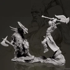1/24 Scale 75mm Resin Figures Model Kit Fantasy Battle Fight Unassembled Model