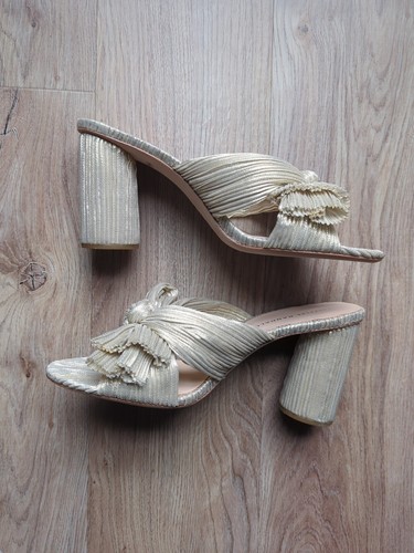 Loeffler Randall Penny Knot Platinum Gold Slip On Mule Sandals Womens 10 - Picture 10 of 15