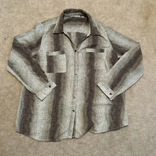 Valerie Stevens Women Size XL Snake Print Button Down Top Roll Tab Sleeves