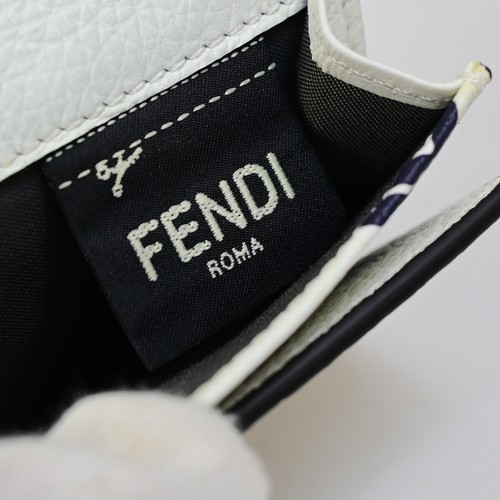 FENDI ✕ FILA Trifold Compact Wallet Leather White Blue Red Italy 33EB562 - Picture 16 of 19