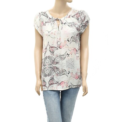 Odd Molly Anthropologie Floral Printed Tunic Top Short Sleeve Casual L-3 259857