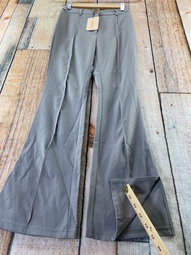 NEW Shein Bae Pleated Split Dress Trouser Pants Women's XS US 2 EU 34 Gray NWT - Picture 23 of 24