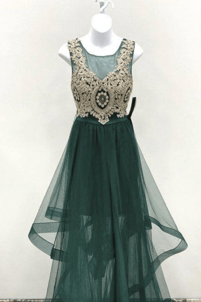 green emerald velvet dress Gold Glitter Fitted Formal Dress – Ragstock main image 1
