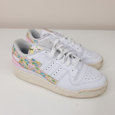 Adidas X Disney Forum Low Sneaker UK 5 Weiß Bambi Blumen Leder Turnschuhe