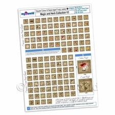 Dolls House Full Set of 120 Square Fungi / Mushroom Labels A4 Value Sheet