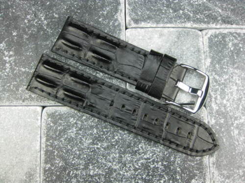 New 24mm Hornback Grain Leather Band Black Tang Watch Strap for PANERAI Black - Picture 3 of 8