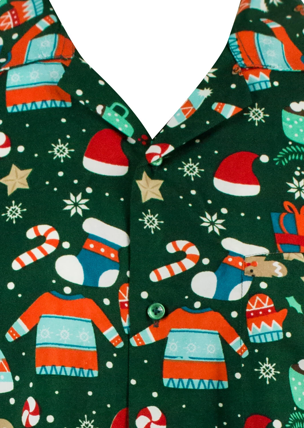 Funky Hawaiian Christmas Gingerbread Green Shirt