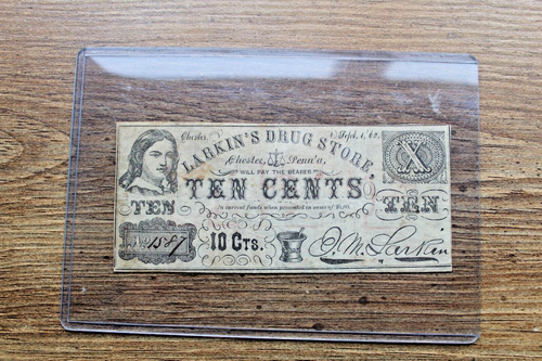 Scarce Larkin's Drug Store TEN CENTS Civil War Scrip 1862 No.1587 CHESTER - Picture 3 of 3