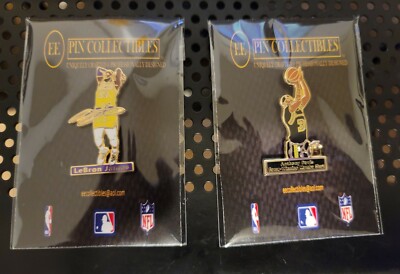 LA Lakers LeBron James & Anthony Davis 2020 Champion Lapel Hat Pin Bundle Deal 