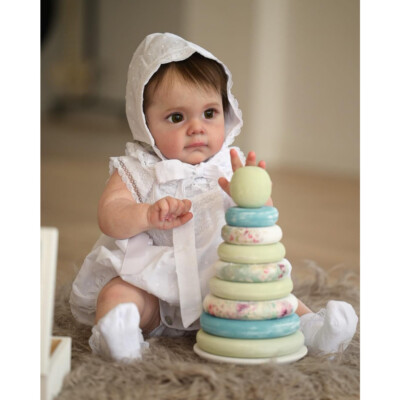 24'' Reborn Baby Dolls Toddler Girl Maggi Cloth Body Rooted Hair Real Handmade