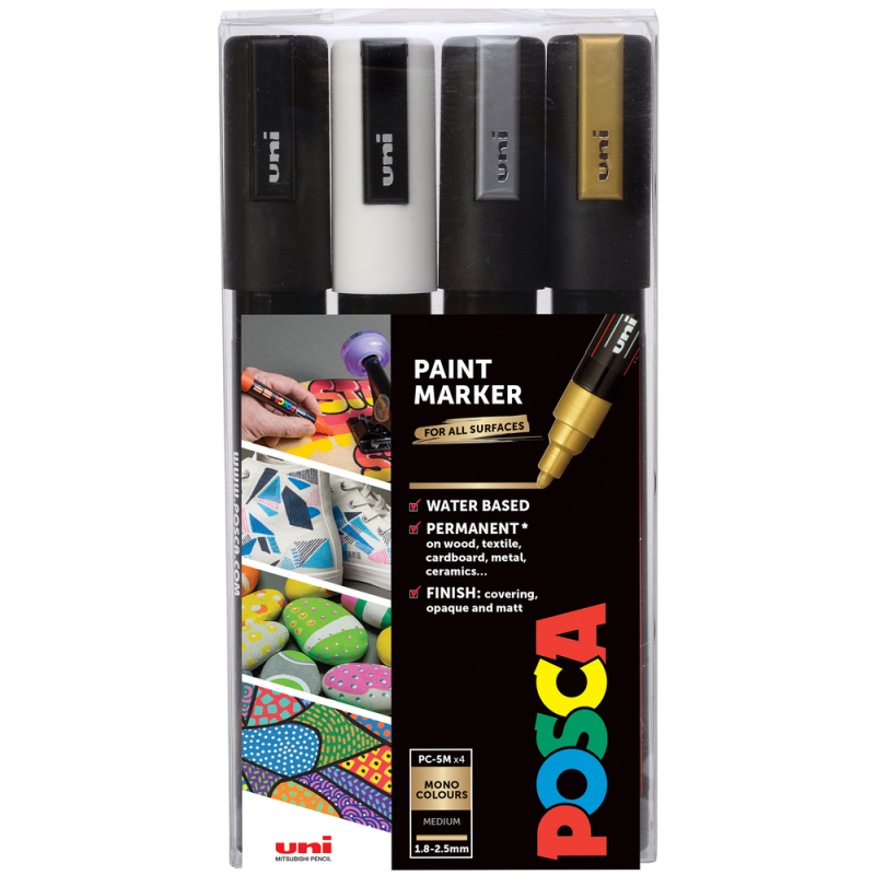 Uni POSCA Paint Marker PC-5M Mono Tone Set (4pc)