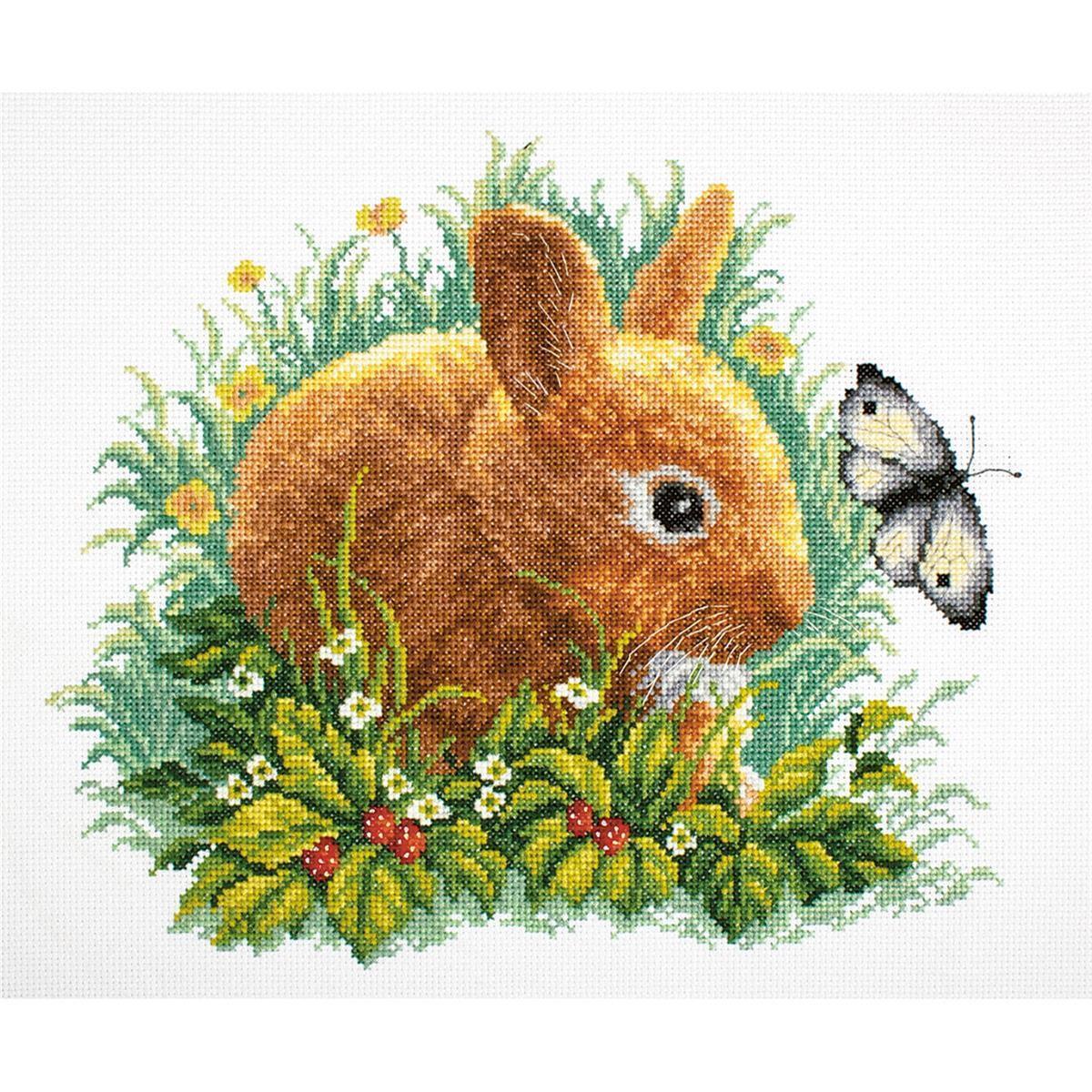 RTO counted Cross Stitch Kit ""Rabbit and butter"" M323, 30x35 cm, DIY