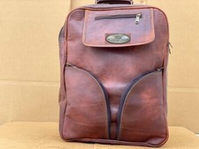 Zaino da uomo in vera pelle borsa vintage per laptop chiusura con cerniera a ...