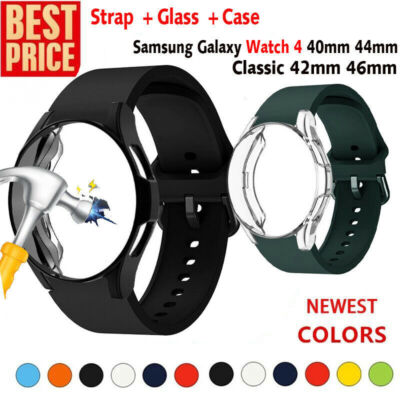 Soft Silicone Strap Band+Case For Samsung Galaxy Watch 4 40/44mm Classic 42/46mm