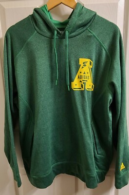 ADIDAS Men's Running Ultimate Hoodie Green With Gold Logo Size XL Excellent  Cond
