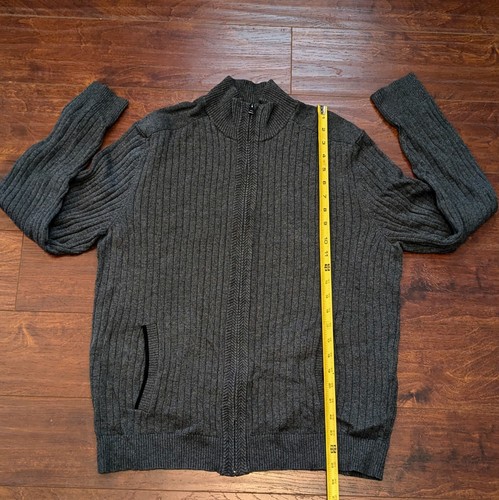 Alfani Mens M Full Zip Gray Cardigan Long Sleeve Sweater 100% Cotton Soft & Cozy - Picture 4 of 9