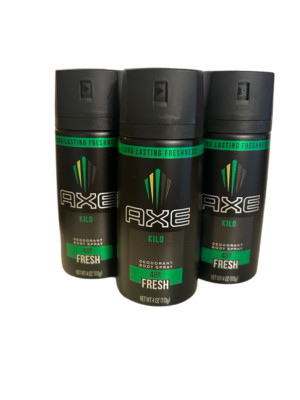3X Axe Kilo Deodorant Body Spray for Men 48 hour Fresh 4 oz New, Discontinued