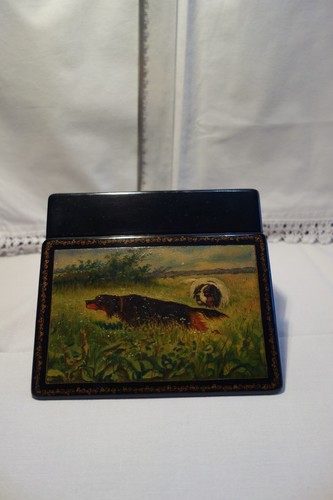 Vintage 1959/(52?) MSTERA Russian laquer box oil-painted "DOGGIES " signed - Picture 4 of 12