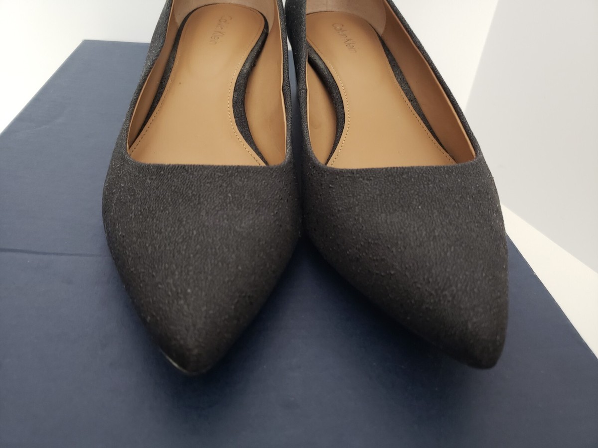 Calvin Klein Genoveva women block heel pumps, glitter charcoal