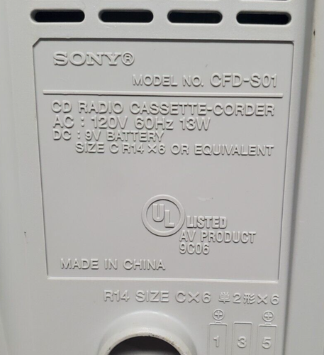 Sony CFD-S01 CD/Radio/Cassette Boombox PROBADO LEER - Imagen 13 de 15