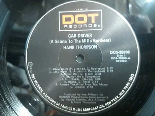 HANK THOMPSON Cab Driver - Salute To The Mills Brothers LP 1972 Country - Picture 6 of 7
