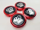 CENTER WHEELS CAPS Size 56mm. RED LOGO Resin ENKEI Letter Silver Car Racing 4pcs