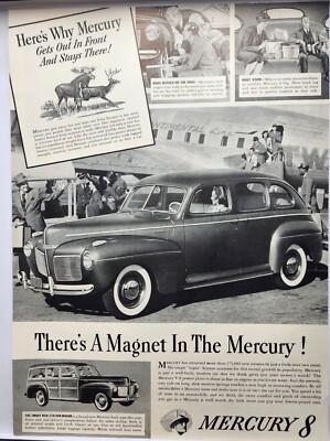 1941 Mercury 8 Station Wagon Original Print Ad Life Magazine 40's