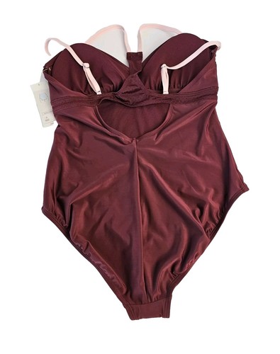 All In Motion Size XL 16-18 Double Strap Burgundy Racerback Swimsuit NWT - Picture 2 of 7