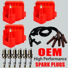 3X OEM Ignition Coils & Iridium Spark Plugs & Wires For Buick Chevy Pontiac DR39