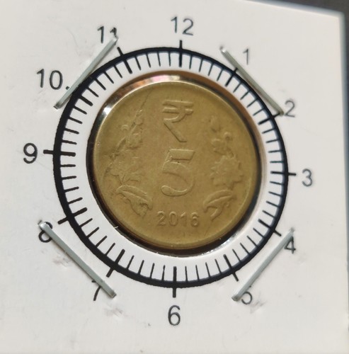 India Rs 5, Error Coin 2016, with *DIE AXIS Rotation 8.30 O'clock* (E80) - Picture 2 of 2