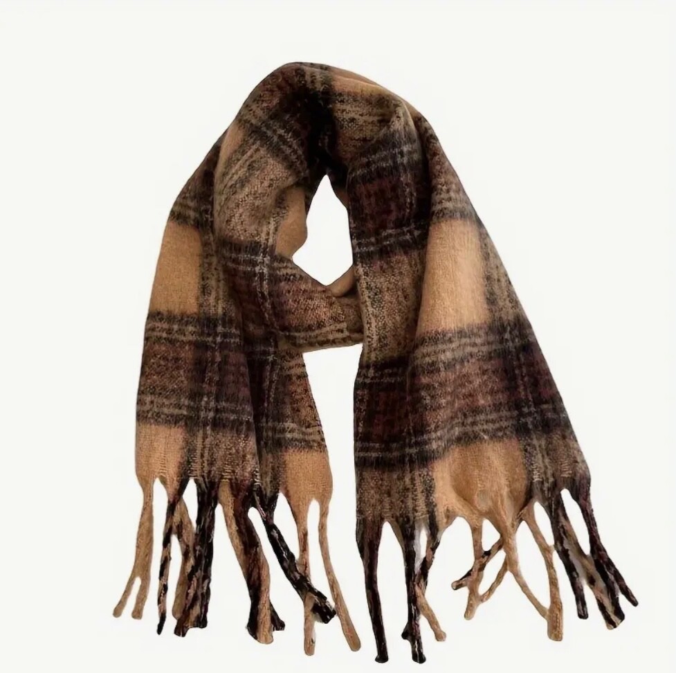 Scarf Camelard-Inspired Brown Fleece Thick, Warm for Winter