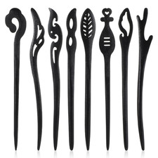 8Pcs Wooden Hair Sticks for Women, Vintage Chinese Chignon Japanese Hair Chopsti