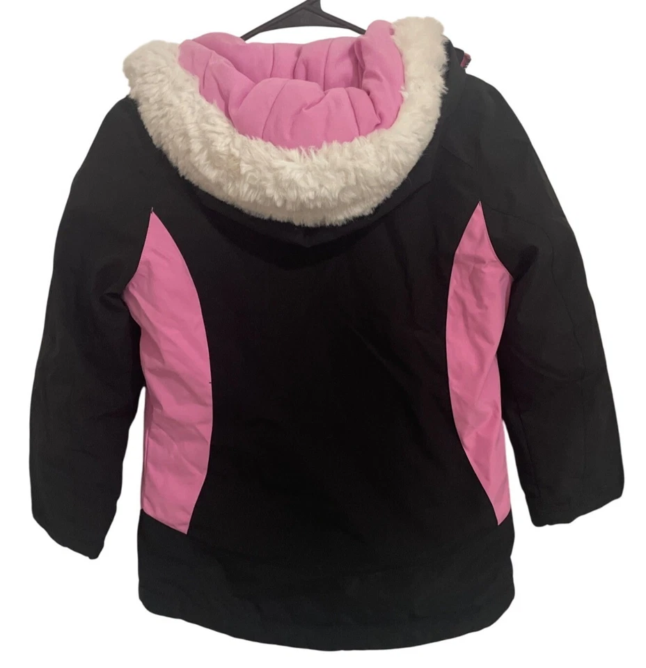 Girls Gerry Pink Black Winter Jacket With Hood Zip Closure SM Snow Ski - Image 4 of 4