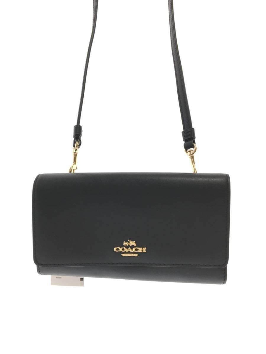COACH All Leather Black Solid Color Clutch Bag