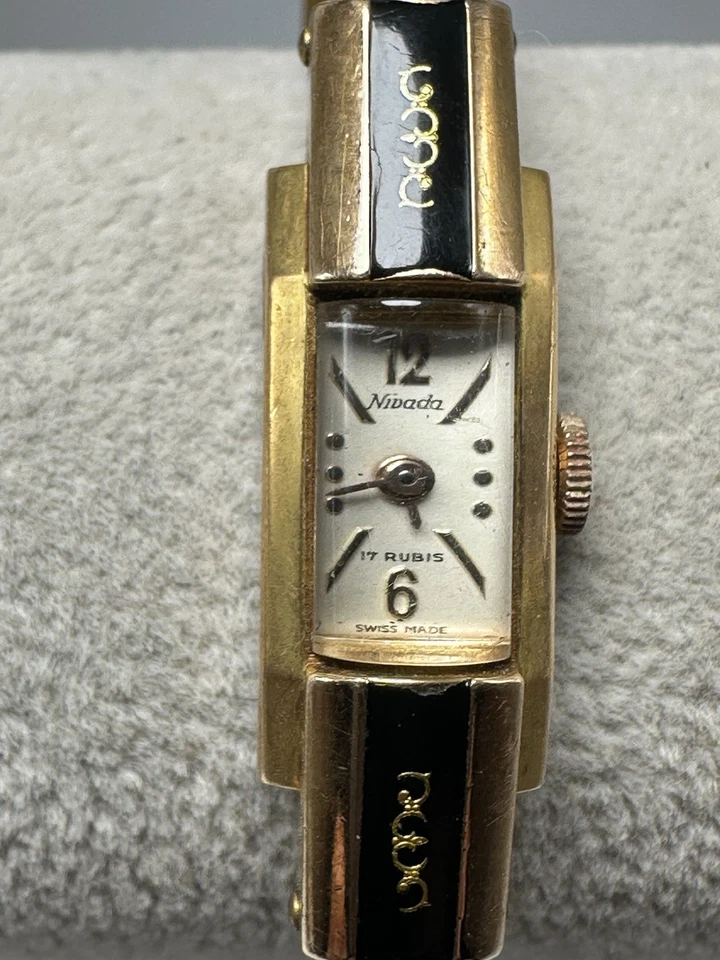 Nivada Bangle Cuff Ladies Watch Manual Wind 11MM 5.5" Gold Plated Rare Works N66 - Image 2 of 4